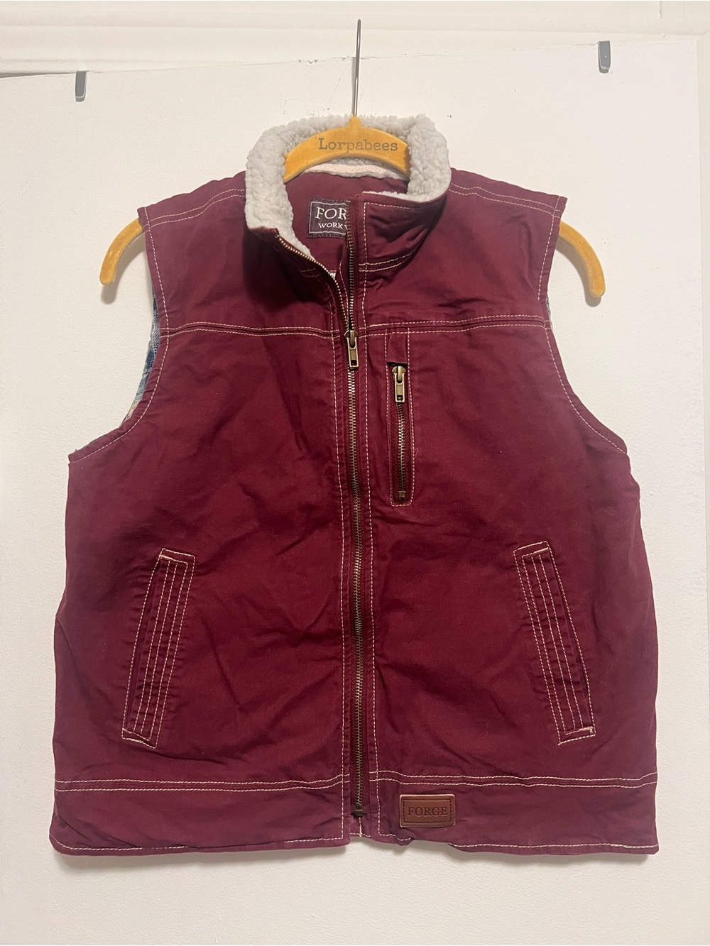FORGE Maroon/Pink Sherpa-Lined Work Vest